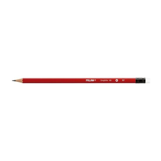 Creion grafit cu radiera hexagonal  MILAN rosu - 117