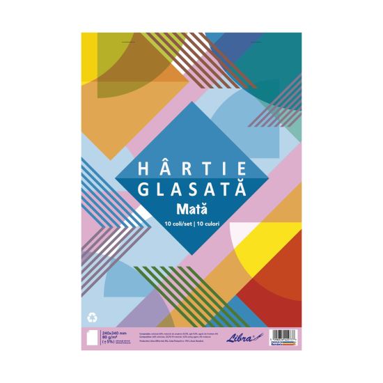 Hartie glasata mata 24X34 cm 10 coli/set  LIBRA HGM2434