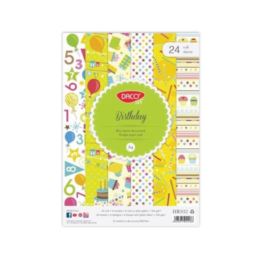 Hartie decorativa 24 coli Birthday DACO - HR932