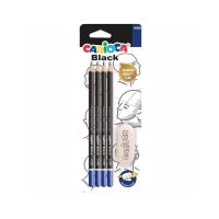 Set 4 creioane grafit CARIOCA Black HB + radiera