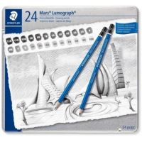 Creioane grafit Mars Lumograph 100-G24, 12B-10H, 24/set Staedler