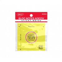 Bloc notes adeziv 76x76 galben neon DACO BN200G