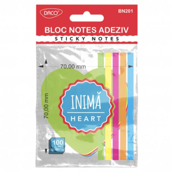 Bloc notes adeziv inima DACO BN201
