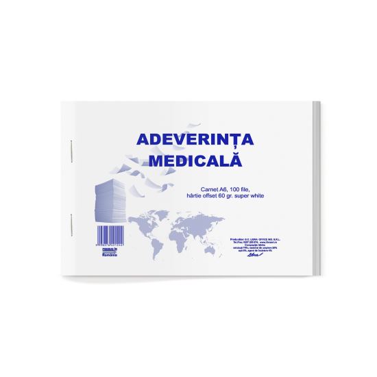 Adeverinta medicala  A6, carnet 100 file