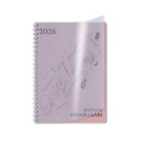 Agenda A5 pentru programari datata zilnic 2026 192 pagini, spirala, coperta carton model Pink si supracoperta PriPlak