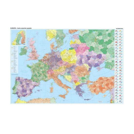 Harta Europei coduri postale 122x88 cm