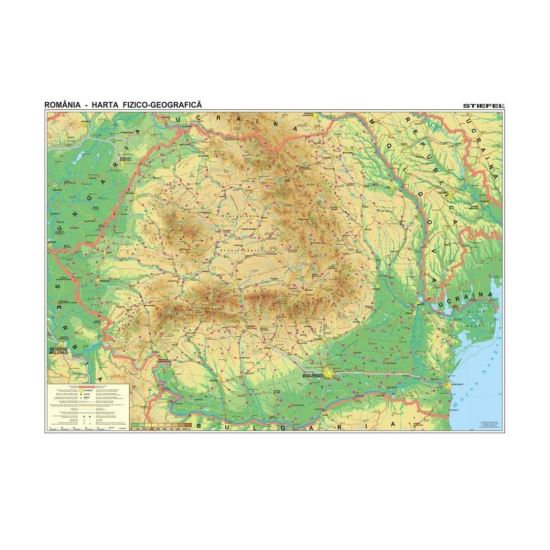 Harta Romania fizico geografica 100x70 cm ST-4890717