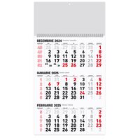 Calendar triptic A3 2025 12 file hartie mata, negru si rosu