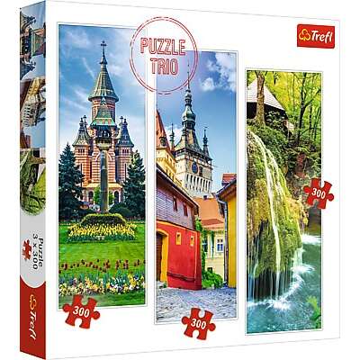 Puzzle Trefl 3x300 Cascada Bigar, Sighisoara, Piata Victoriei - 93042