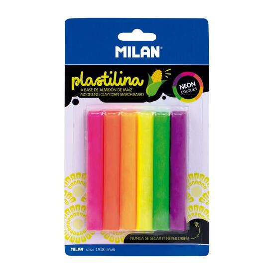 Plastilina 6 culori neon 70g MILAN 914706N