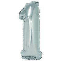 Balon folie cifra 1 argintiu 40 cm DACO BL401AG