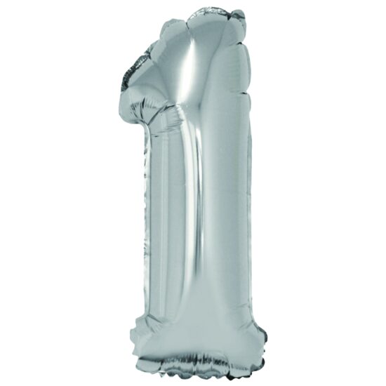 Balon folie cifra 1 argintiu 40 cm DACO BL401AG