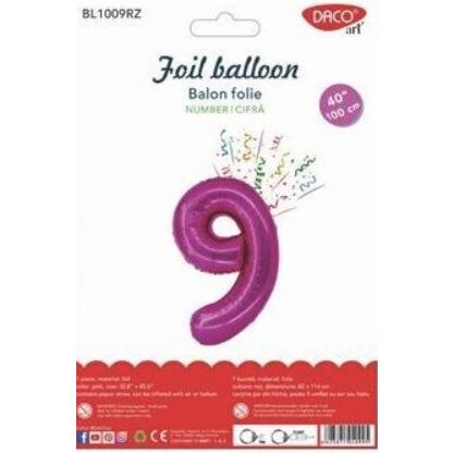 Balon folie cifra 9 roz 100 cm DACO BL1009RZ