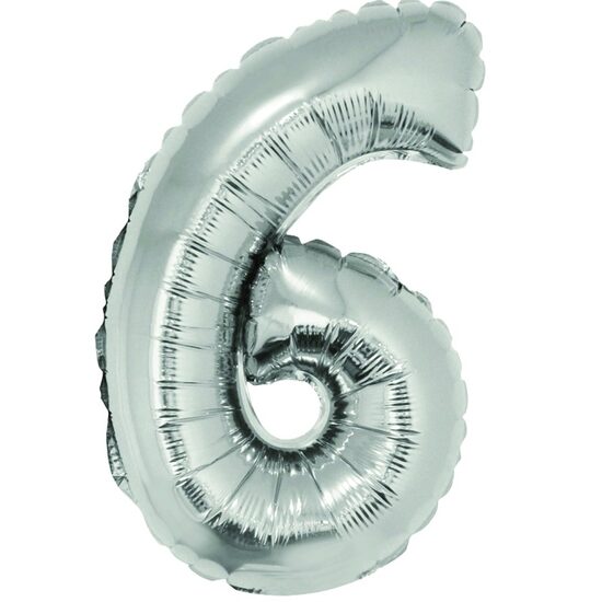 Balon folie cifra 6 40 cm argintiu DACO BL406AG