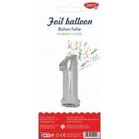 Balon folie cifra 1 argintiu 85 cm DACO BL851AG