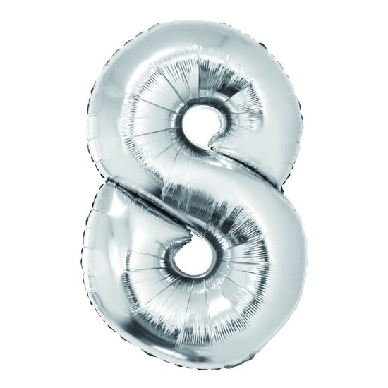 Balon folie cifra 8 argintiu 85 cm DACO - BL858AG