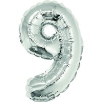 Balon folie cifra 9 argintiu 40 cm DACO - BL409AG
