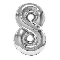 Balon folie cifra 8 argintiu 100 cm DACO - BL1008AG