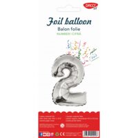 Balon folie cifra 2 argintiu 40 cm DACO BL402AG