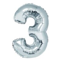 Balon folie cifra 3 argintiu 85 cm DACO - BL853AG