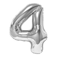 Balon folie cifra 4 argintiu 100 cm DACO - BL1004AG