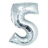 Balon folie cifra 5 argintiu 85 cm DACO - BL855AG