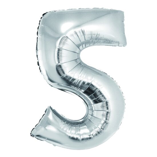 Balon folie cifra 5 argintiu 85 cm DACO - BL855AG