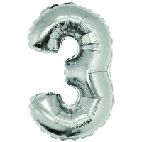 Balon folie cifra 3 argintiu 40 cm DACO - BL403AG