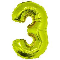 Balon folie cifra 3 auriu 40 cm DACO - BL403AU