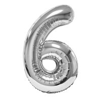 Balon folie cifra 6 argintiu 100 cm DACO - BL1006AG