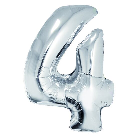 Balon folie cifra 4 argintiu 85 cm DACO - BL854AG