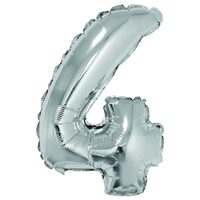 Balon folie cifra 4 argintiu 40 cm DACO - BL404AG