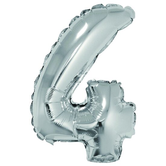 Balon folie cifra 4 argintiu 40 cm DACO - BL404AG