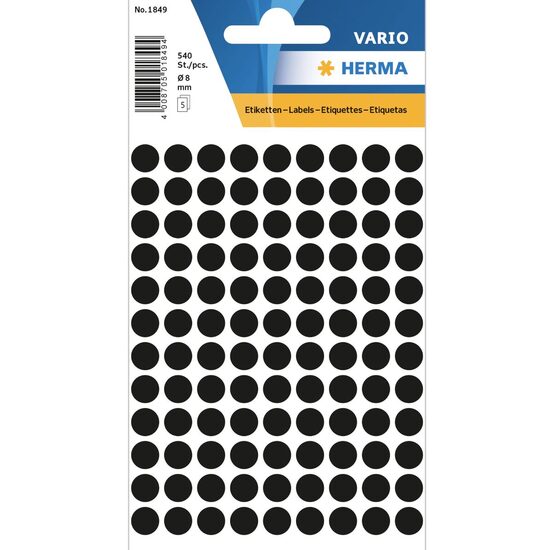 Sticker HERMA 1849 buline negre 8mm