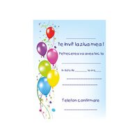 Invitatie petrecere copii set 10 - model 6 baloane