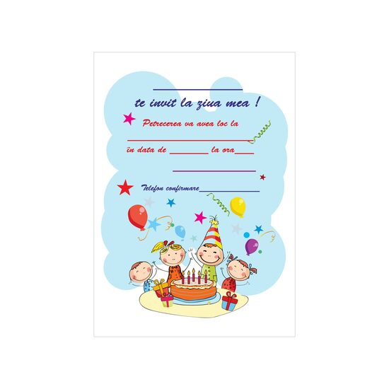 Invitatie petrecere copii set 10 - model fericire