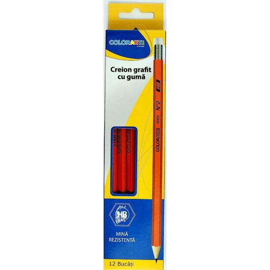 Creion grafit cu radiera Colorarte set 12