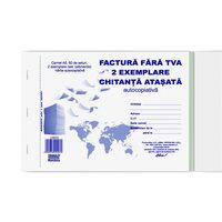 Factura A5 2 exemplare fara TVA cu chitanta atasata autocopiativa - L04070