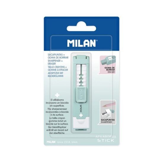 Ascutitoare cu radiera stick verde MILAN