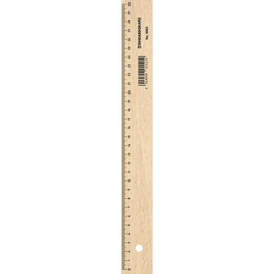 Rigla lemn 30cm insertie otel - 9063