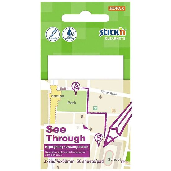 Notes autoadeziv 76x50 clear HOPAX - 21708