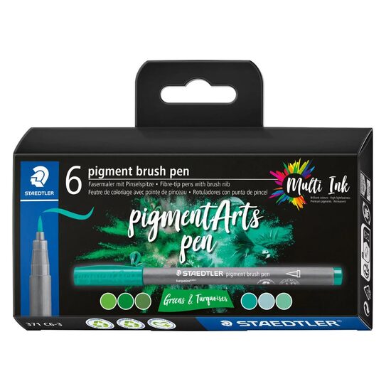 Pigment liner set 6 brush greens 371 C6-3
