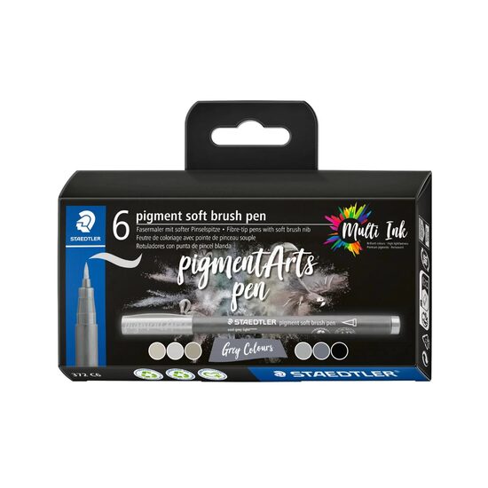 Pigment liner set 6 brush grey colours 372-C6