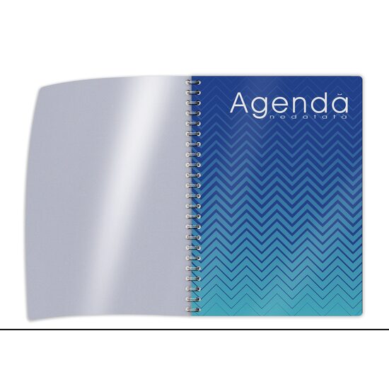 Agenda A4 nedatata spirala, 208 pagini, interior cu linii, coperta carton si supracoperta plastic