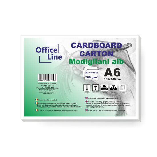 Carton A6 200gr Modigliani alb 20 coli