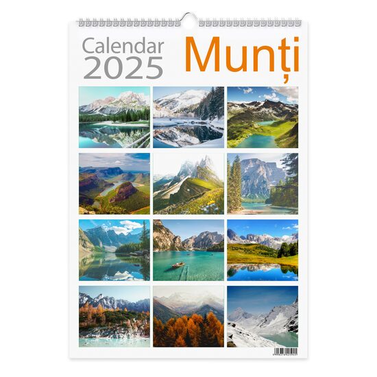 Calendar 2025 Munti, 13 file carton lucios, 32x45 cm