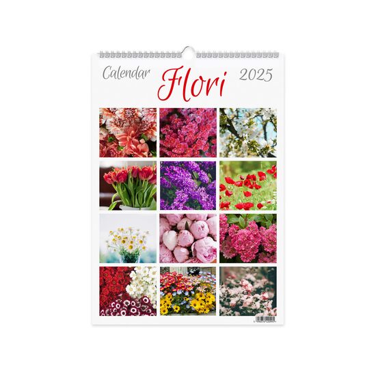 Calendar 2025 Flori, 13 file carton lucios, 22x32 cm