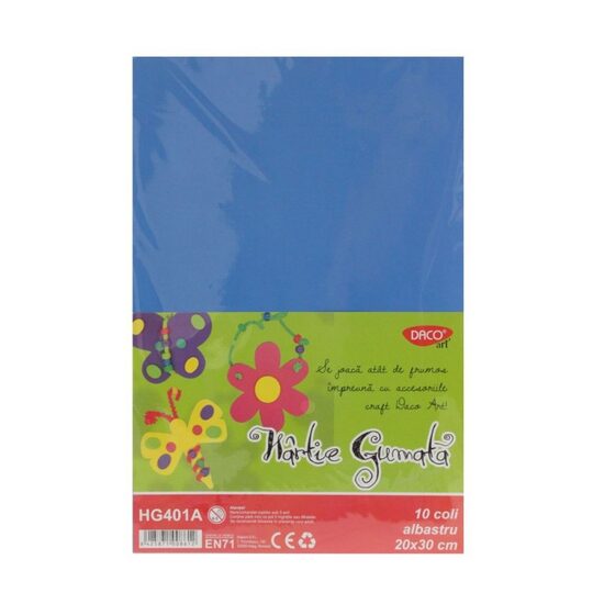 Hartie gumata HG401A 20x30 cm 10 coli albastru DACO