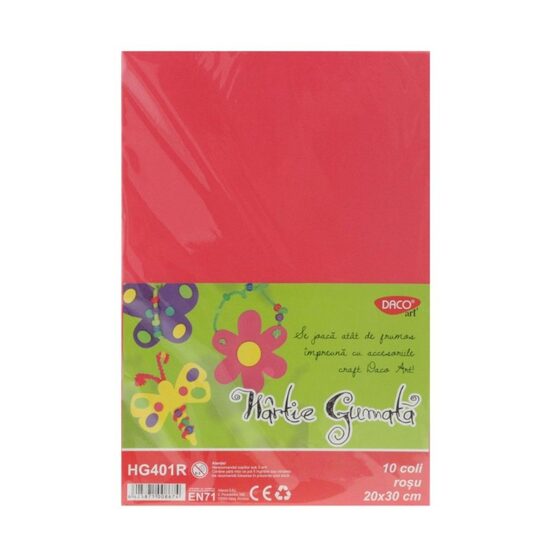 Hartie gumata HG401R 20x30 cm 10 coli rosu DACO