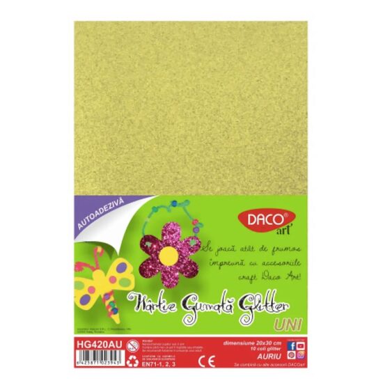 Hartie gumata AA glitter HG420AU DACO set 10